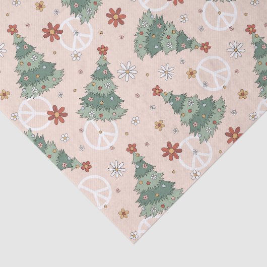 Weihnachtsbäume und Friedenszeichen Muster Seidenpapier (Ausschnitt)