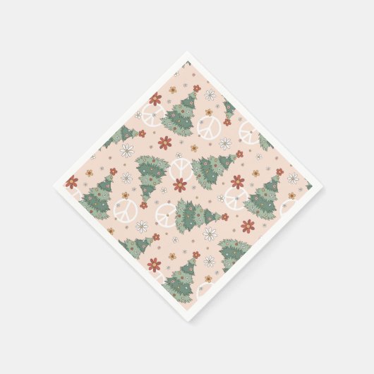 Weihnachtsbäume und Friedenszeichen Muster Serviette (Ecke)