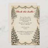 Weihnachtsbäume und Garlands Feiertage Party Einladung (Vorne/Hinten)