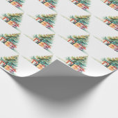 Weihnachtsbäume und Geschenke im Wasser Geschenkpapier (Ecke)