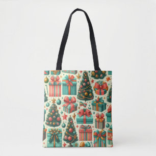 Weihnachtsbäume und Geschenke Kunstmuster Tasche