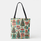 Weihnachtsbäume und Geschenke Kunstmuster Tasche (Rückseite)
