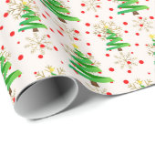 Weihnachtsbäume und Goldschneeflocken Geschenkpapier (Rolleneckpunkt)