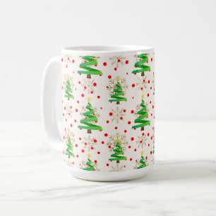 Weihnachtsbäume und Goldschneeflocken Kaffeetasse