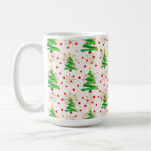 Weihnachtsbäume und Goldschneeflocken Kaffeetasse (Links)