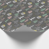 Weihnachtsbäume und Häuser in Halbpension Rosa Gel Geschenkpapier (Ecke)