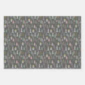 Weihnachtsbäume und Häuser in Halbpension Rosa Gel Geschenkpapier Set (Vorderseite)