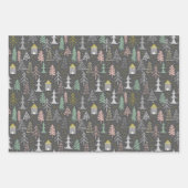 Weihnachtsbäume und Häuser in Halbpension Rosa Gel Geschenkpapier Set (Vorderseite 2)