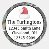 Weihnachtsbäume und Häuser in Halbpension Rosa Gel Runder Aufkleber (Vorderseite)