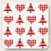 Weihnachtsbäume und Herzmuster des Kunsthandwerks Getränkeuntersetzer (Vorderseite)