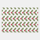 Weihnachtsbäume und Holly Rot und Grün Geschenkpapier Set (Vorderseite 2)