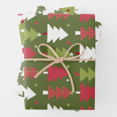 Weihnachtsbäume und Holly Rot und Grün Geschenkpapier Set (Beispiel)