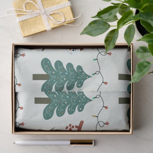 Weihnachtsbäume und Lichter Grüne Weihnachten Seidenpapier (Geschenk)