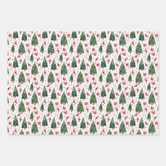 Weihnachtsbäume und -mäuse geschenkpapier set (Vorderseite 2)