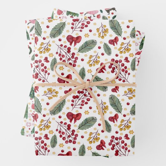 Weihnachtsbäume und -mäuse geschenkpapier set (Beispiel)