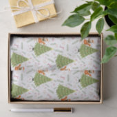 Weihnachtsbäume und Mops-Hundemuster Seidenpapier (Geschenk)