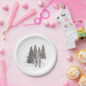Weihnachtsbäume und Niedliche Bärenwälder Pappteller (Party)