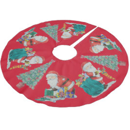 Weihnachtsbäume und niedliche santas bunt festlich polyester weihnachtsbaumdecke