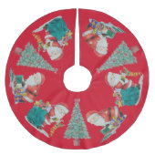 Weihnachtsbäume und niedliche santas bunt festlich polyester weihnachtsbaumdecke (Vorderseite)