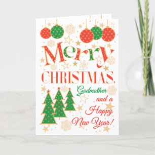 Weihnachtsbäume und Ornamente für Großmutter Karte