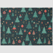 Weihnachtsbäume und Ornamente Schwarzes Weihnachts Seidenpapier (Vorderseite)