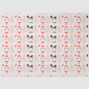 Weihnachtsbäume und Pinguine Beige Weihnachten Seidenpapier
