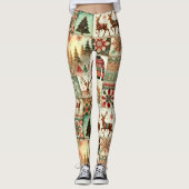 Weihnachtsbäume und Rentiermuster Leggings (Vorderseite)