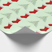 Weihnachtsbäume und Rote Weihnachtsbäume - Strumpf Geschenkpapier (Ecke)