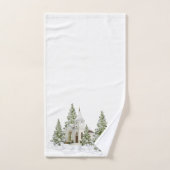 Weihnachtsbäume und Schnee auf Weiß Badhandtuch Set (Handtuch)