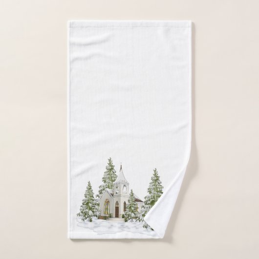 Weihnachtsbäume und Schnee auf Weiß Badhandtuch Set (Handtuch)