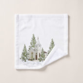 Weihnachtsbäume und Schnee auf Weiß Badhandtuch Set (Waschlappen)