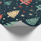 Weihnachtsbäume und Schnee Geschenkpapier (Ecke)