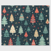 Weihnachtsbäume und Schnee Geschenkpapier (Flach)