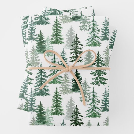 Weihnachtsbäume und Schnee im Wald Geschenkpapier Set (Beispiel)