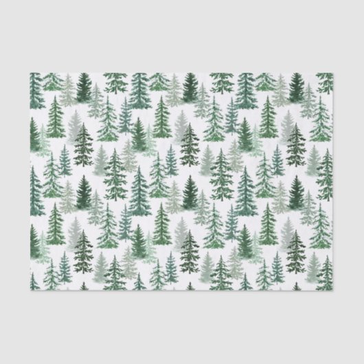 Weihnachtsbäume und Schnee im Wald Seidenpapier (Vorderseite)