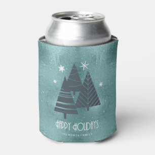 Weihnachtsbäume und Schneeflocken Aquamarin ID863 Dosenkühler