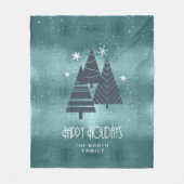 Weihnachtsbäume und Schneeflocken Aquamarin ID863 Fleecedecke (Vorderseite)