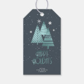 Weihnachtsbäume und Schneeflocken Aquamarin ID863 Geschenkanhänger (Vorderseite)