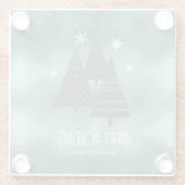 Weihnachtsbäume und Schneeflocken Aquamarin ID863 Glasuntersetzer (Rückseite)