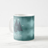 Weihnachtsbäume und Schneeflocken Aquamarin ID863 Kaffeetasse (Vorderseite Links)