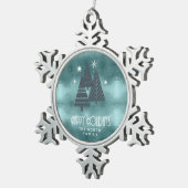 Weihnachtsbäume und Schneeflocken Aquamarin ID863 Schneeflocken Zinn-Ornament (Rechts)