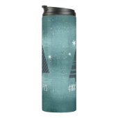 Weihnachtsbäume und Schneeflocken Aquamarin ID863 Thermosbecher (Nach rechts gedreht)
