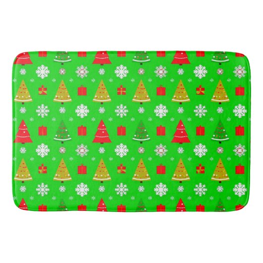 Weihnachtsbäume und Schneeflocken Badematte (Vorderseite)