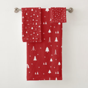 Weihnachtsbäume und Schneeflocken Badetücher Set
