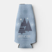 Weihnachtsbäume und Schneeflocken Blue ID863 Flaschenkühler (Vorderseite)