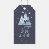 Weihnachtsbäume und Schneeflocken Blue ID863 Geschenkanhänger (Vorderseite)