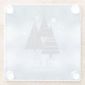 Weihnachtsbäume und Schneeflocken Blue ID863 Glasuntersetzer (Rückseite)