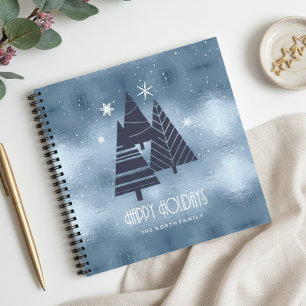 Weihnachtsbäume und Schneeflocken Blue ID863 Notizblock