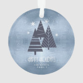 Weihnachtsbäume und Schneeflocken Blue ID863 Ornament (Rückseite)