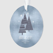 Weihnachtsbäume und Schneeflocken Blue ID863 Ornament (Vorderseite)